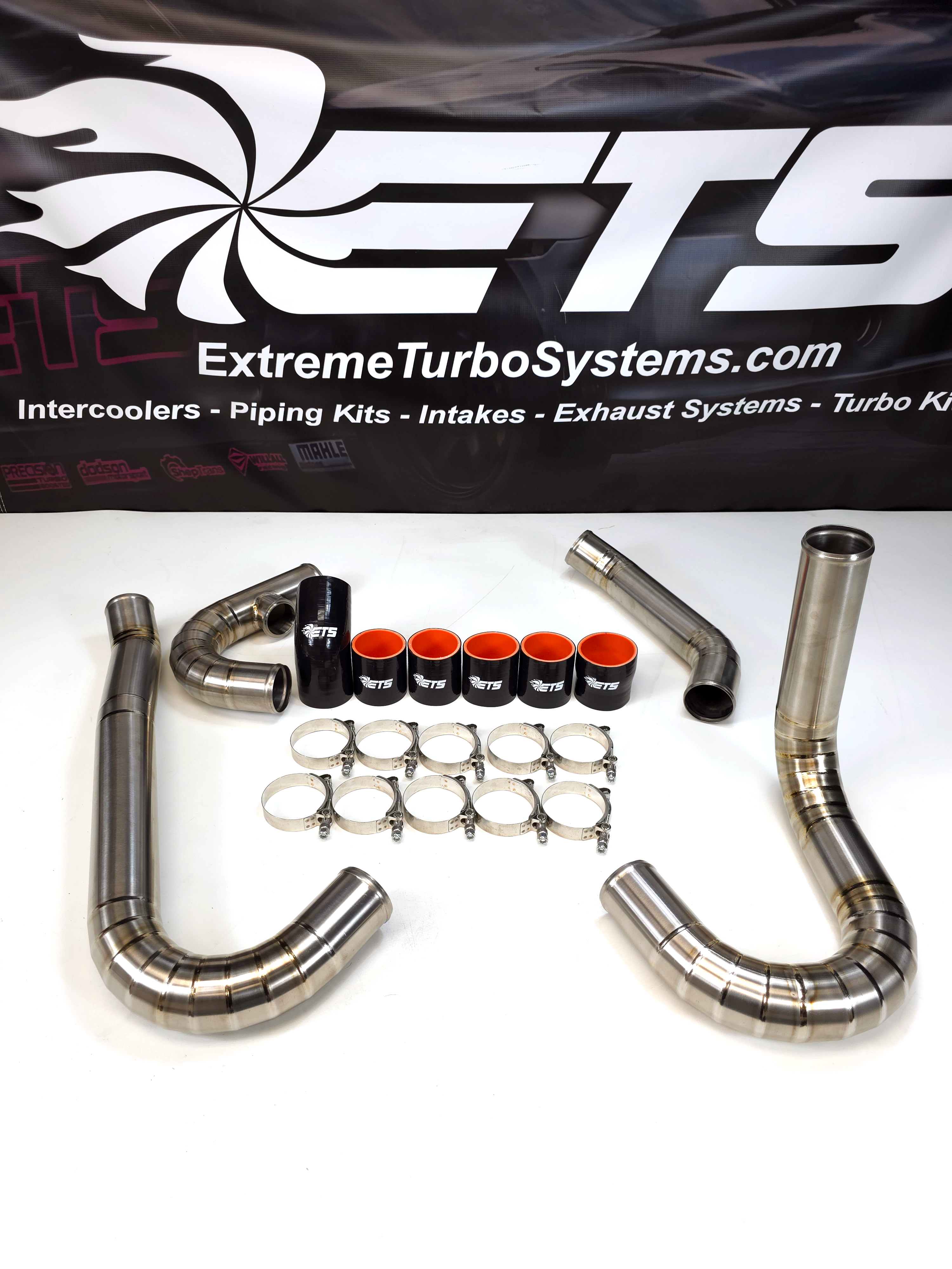 Kit de tuberías de intercooler de montaje frontal de titanio cepillado ETS (Subaru STI 2004-2007)