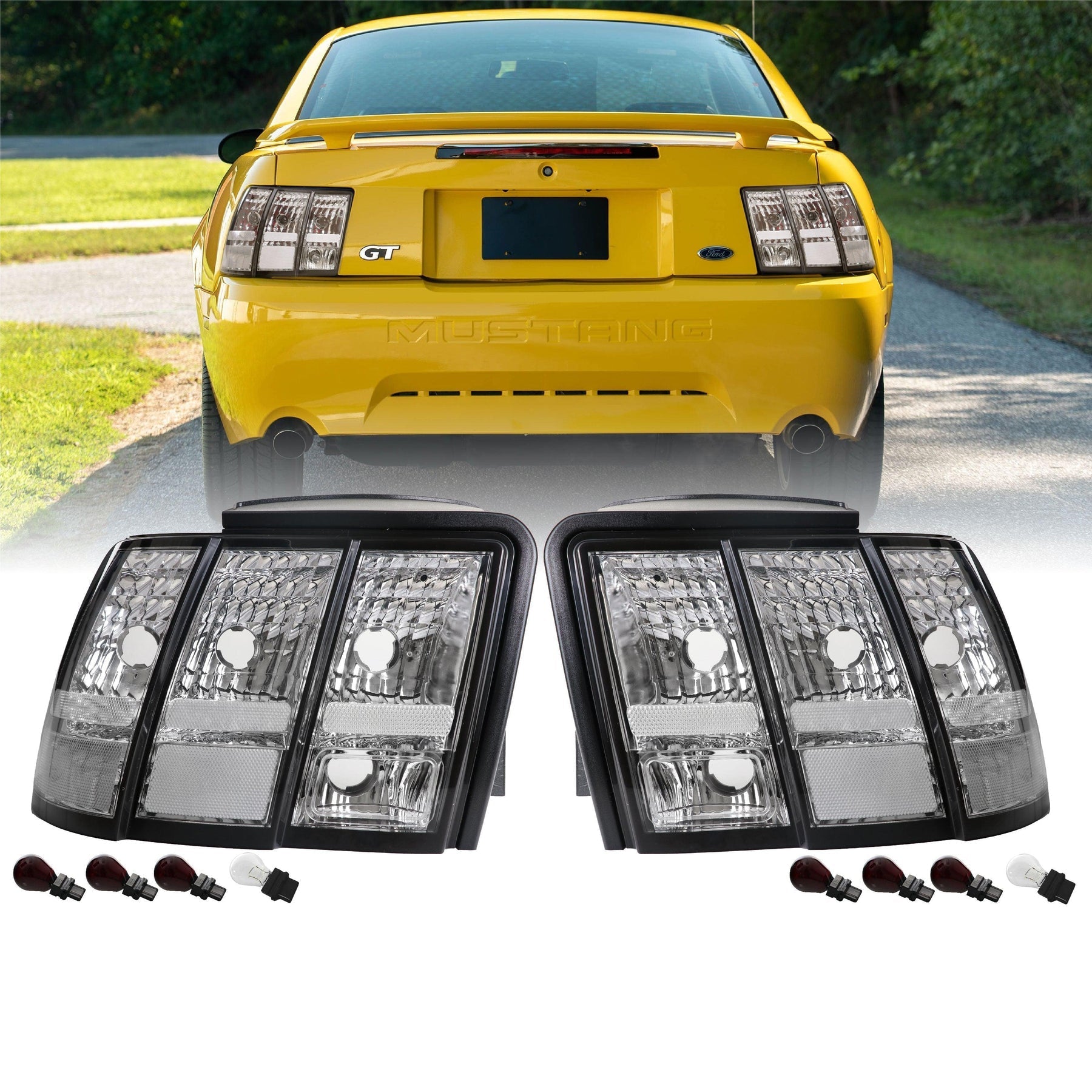 NTXGlow Clear Euro Style Tail Light | 1999-2004 Ford Mustang