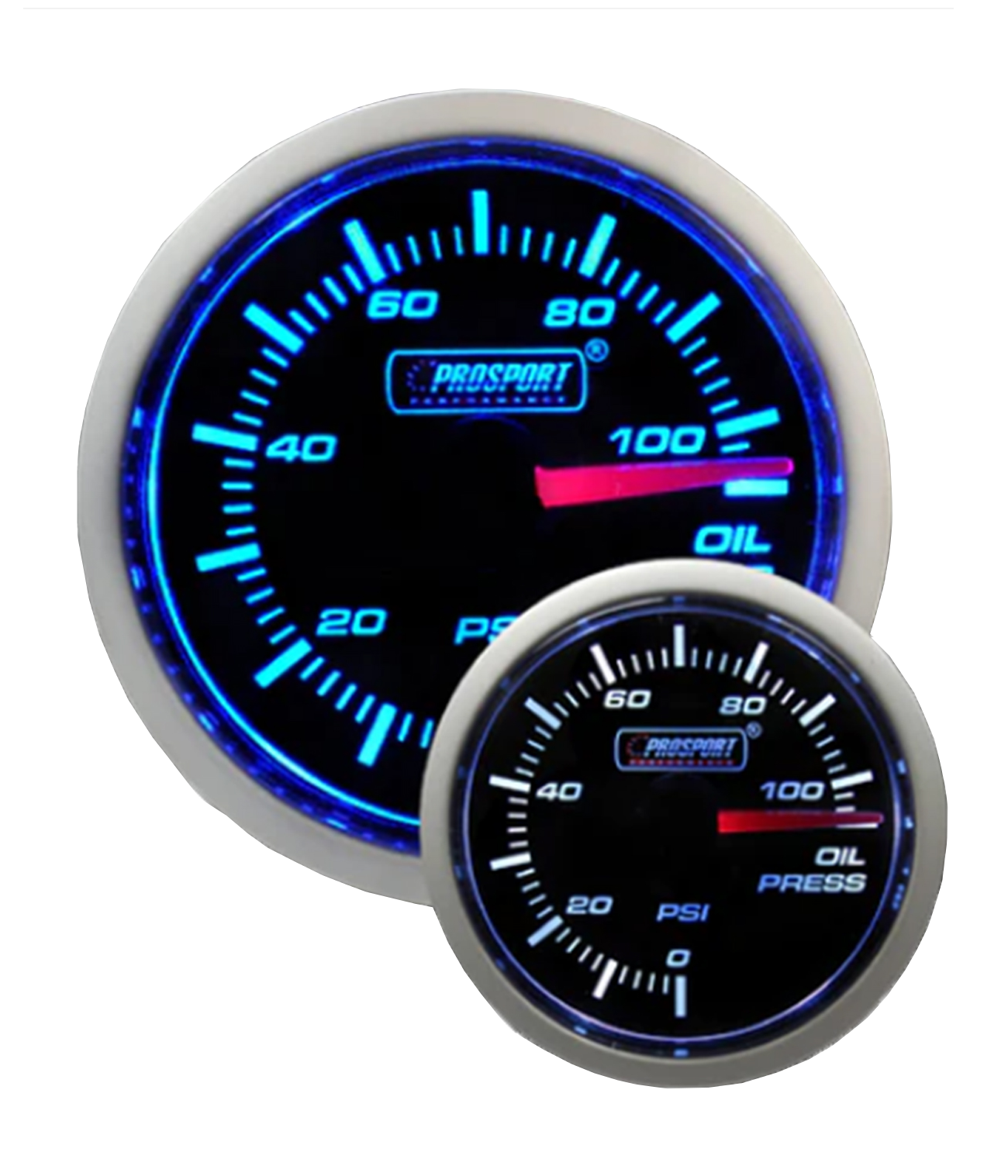 Prosport 2-1/16" Blue/White Oil Pressure Gauge-2-1/16"