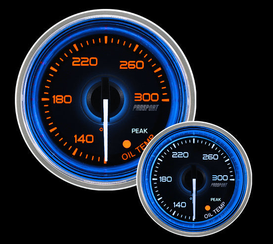 Prosport 2-1/16" Crystal Blue/White Oil Temperature Gauge