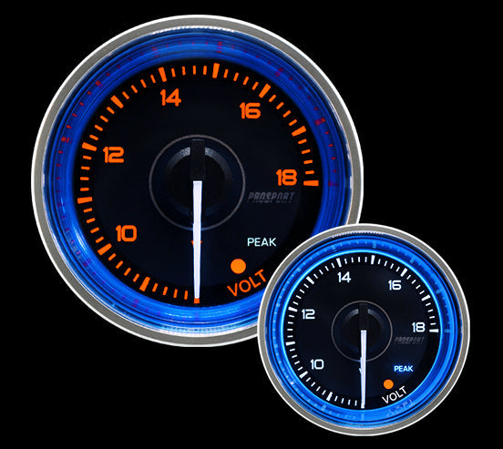 Medidor de voltaje eléctrico Prosport Crystal Blue de 2-1/16"