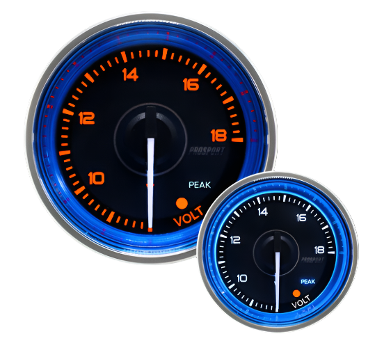 Medidor de voltaje eléctrico Prosport Crystal Blue de 2-1/16"
