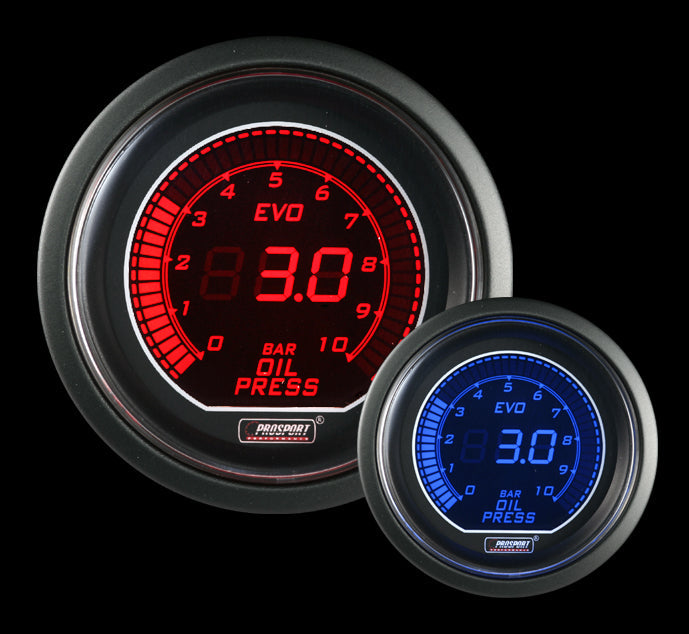 Manómetro eléctrico de presión de aceite Prosport Evo de 52 mm (BAR)