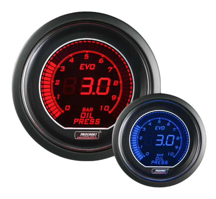 Manómetro eléctrico de presión de aceite Prosport Evo de 52 mm (BAR)
