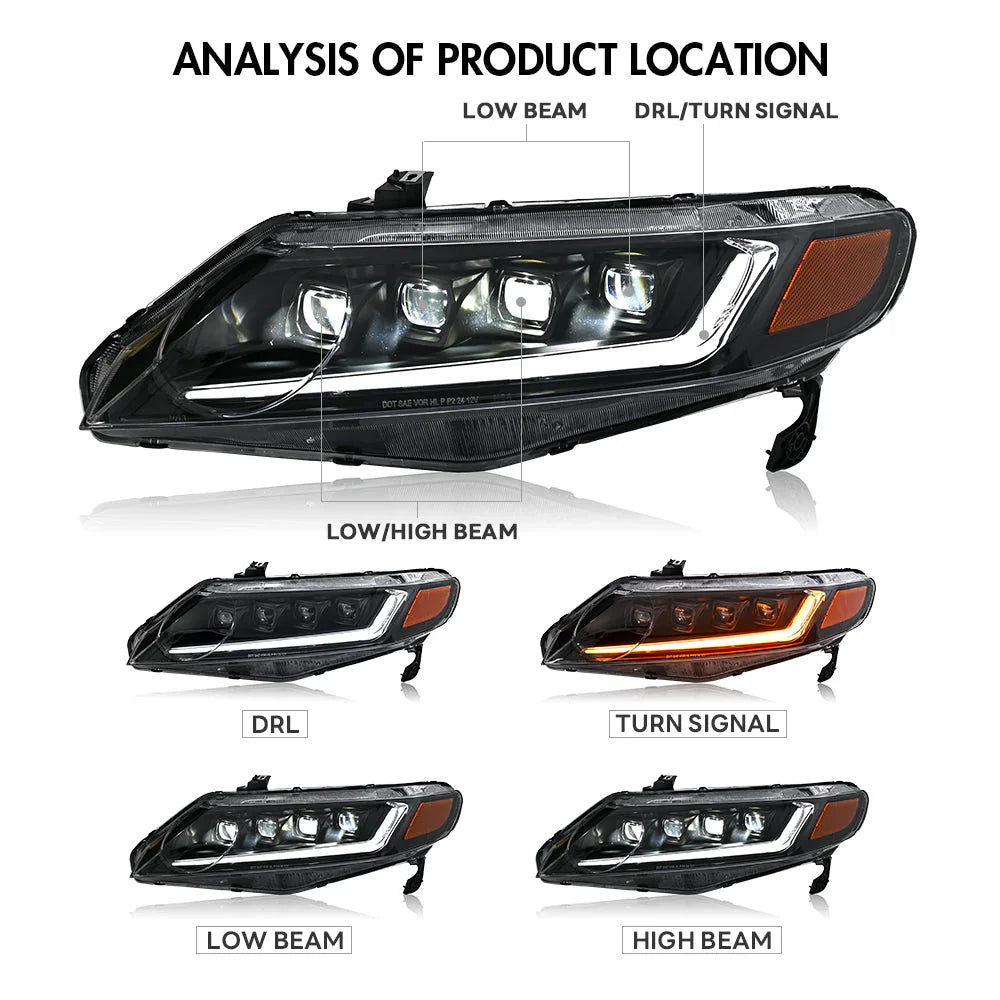 NTXGlow Headlights | 2006-2011 Honda Civic 4 Door