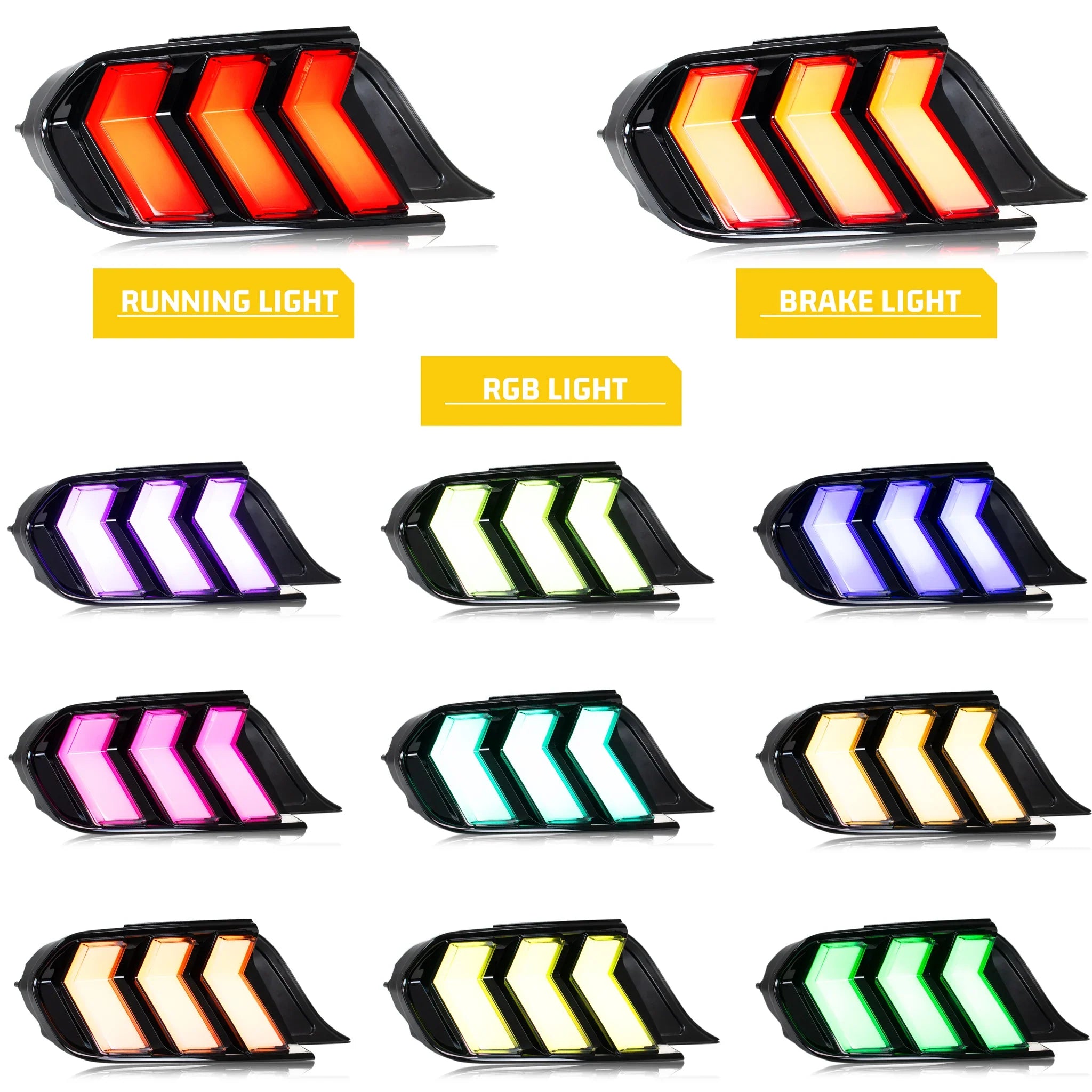 NTXGlow S650 Style RGB Tail Lights | 2015-2023 Ford Mustang