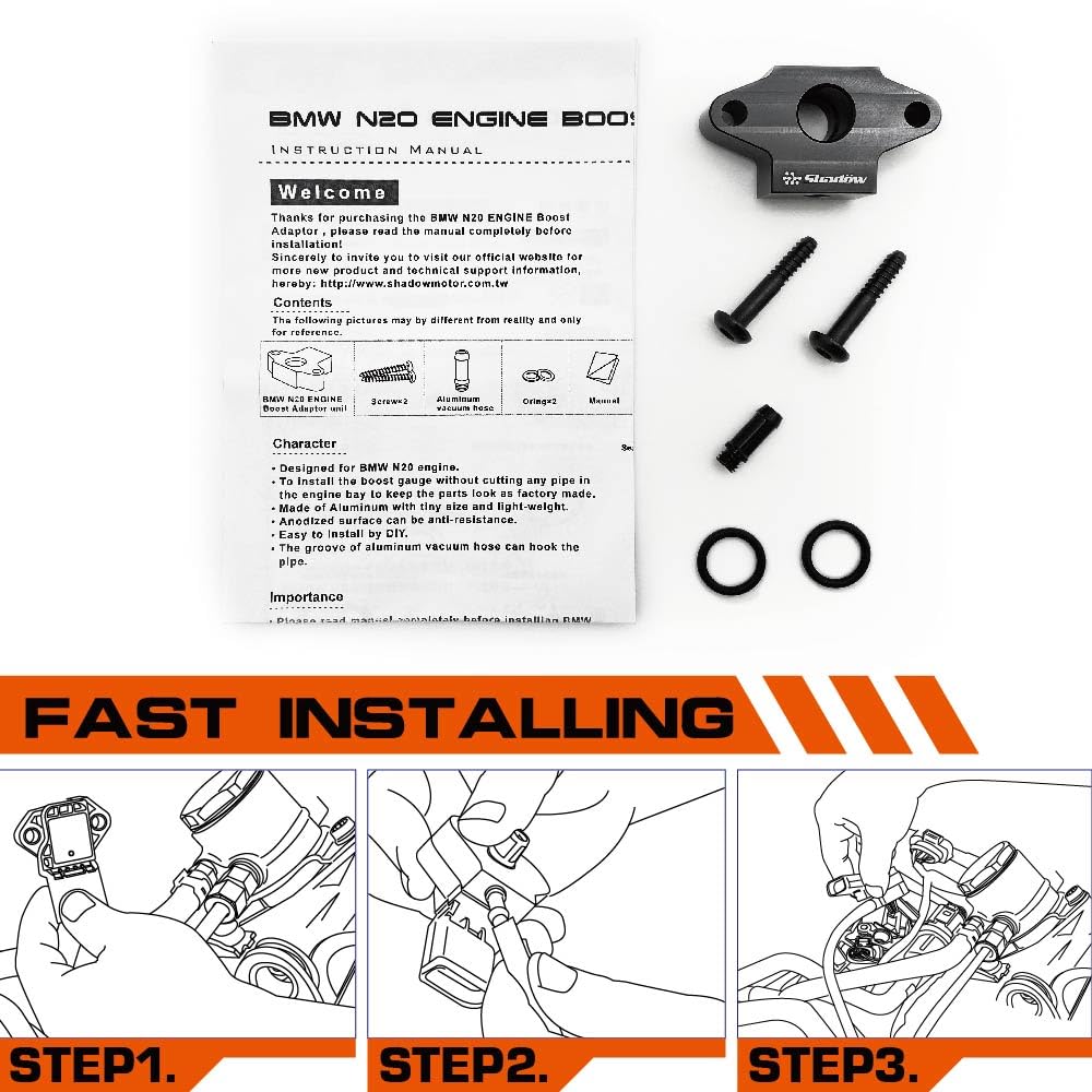 Adaptador de sensor de vacío Shadow Turbo Boost para grifo de indicador de presión de BMW