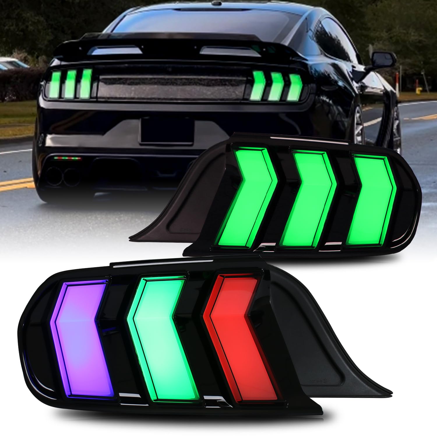 NTXGlow S650 Style RGB Tail Lights | 2015-2023 Ford Mustang