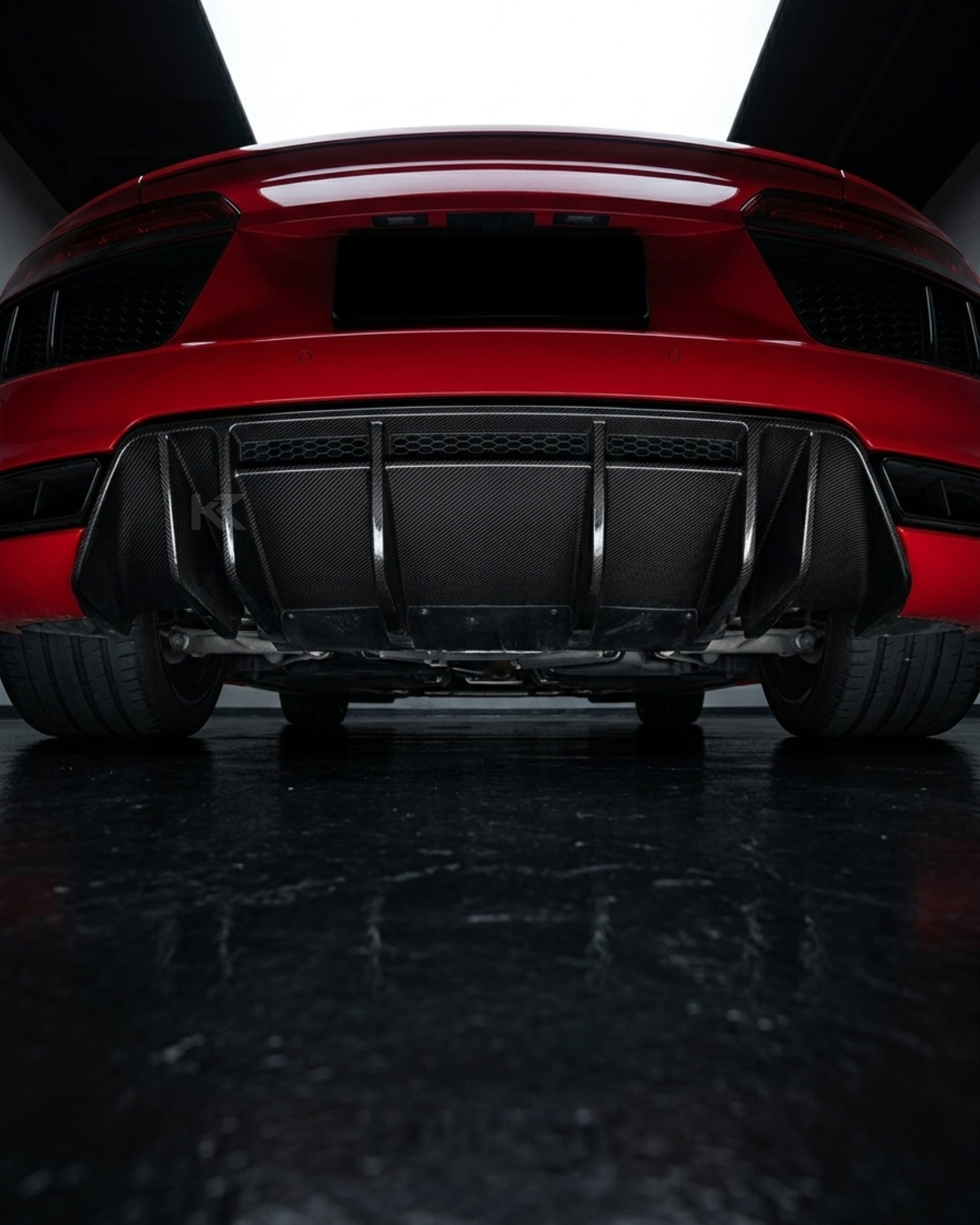 K2 Industries Audi R8 V10 Coupe 4S Gen 2 Dry Carbon Fiber Custom-Style Rear Bumper Lip Diffuser 2016 - 2018