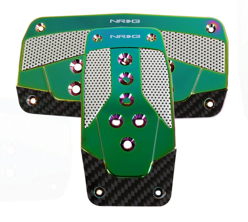 nrg pedals NRG Aluminum Sport Pedal A/T - Silver w/Neochrome Carbon