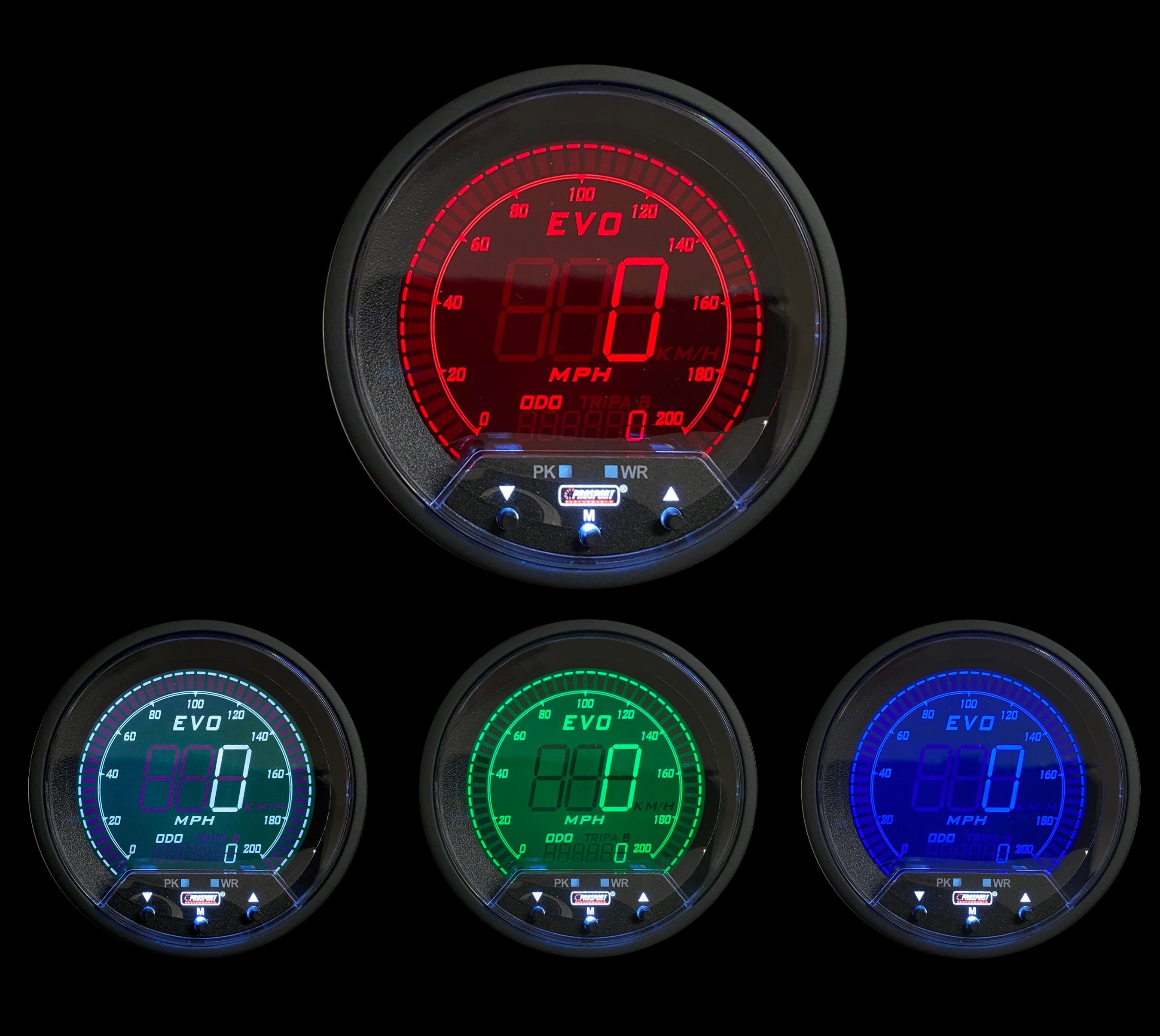 Prosport 3-3/8" Premium EVO Series Speedometer With Peak/Warning