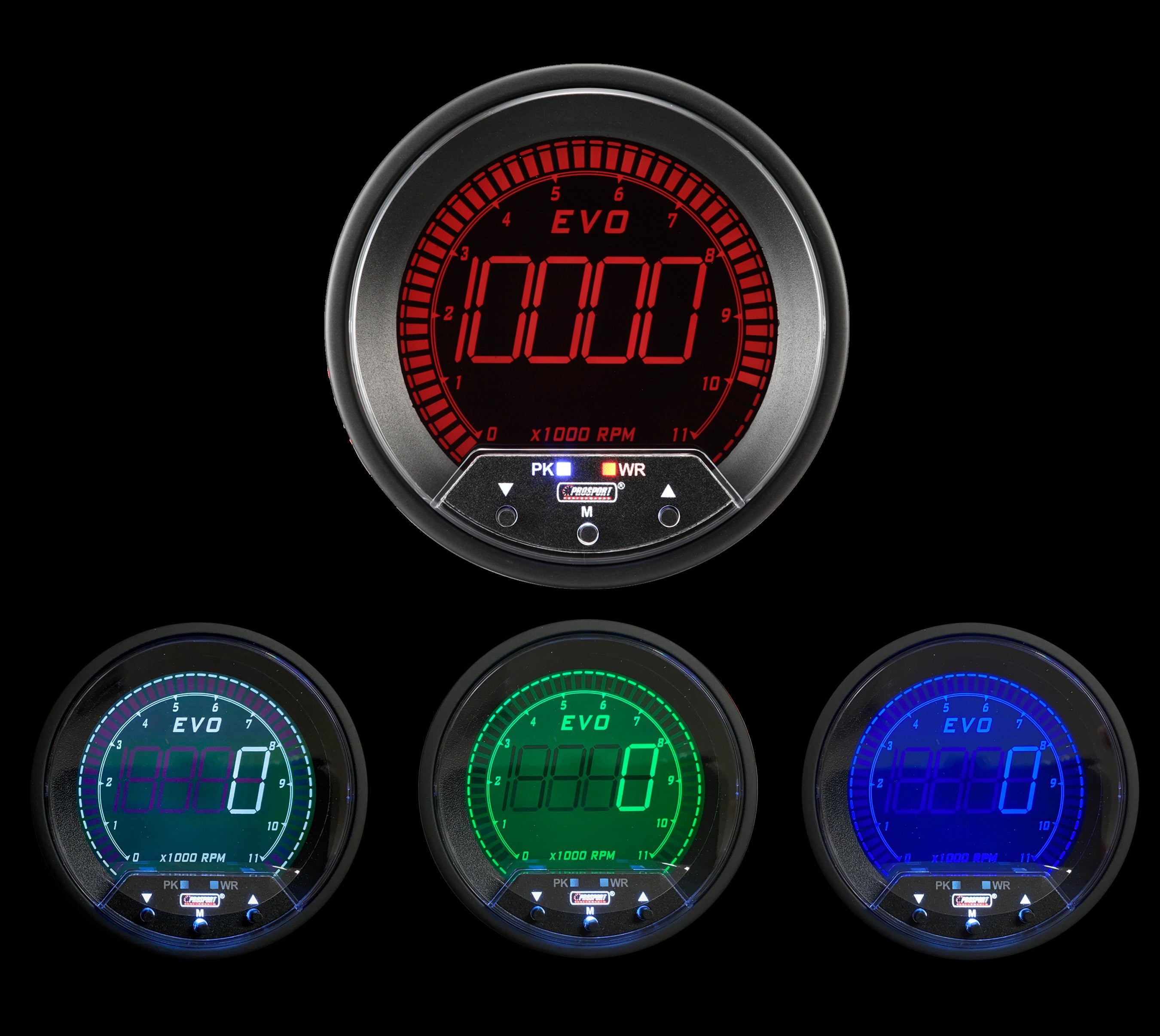 Prosport 3-3/8" Premium EVO Series Tachometer with Peak/Warning
