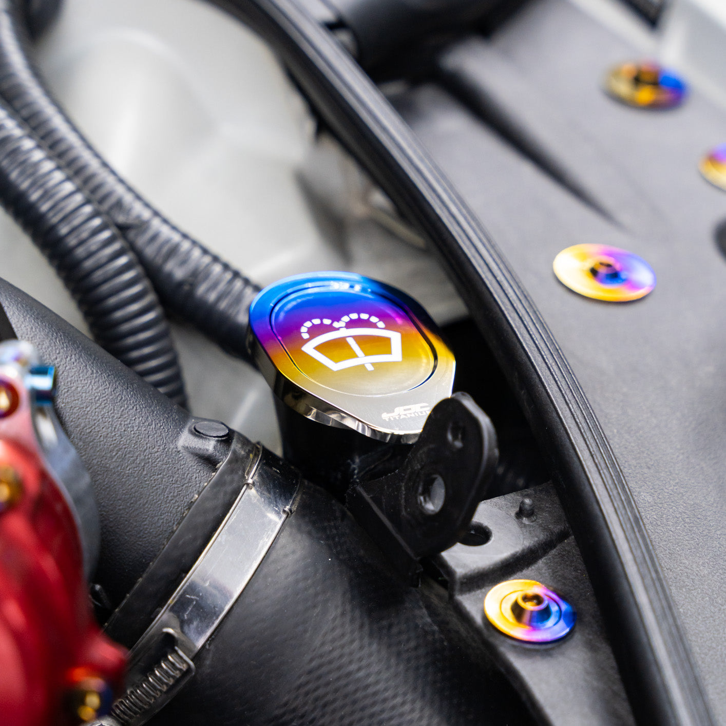 JDC Titanium Washer Fluid Cap | Nissan R35 GT-R, 370Z & Infiniti Models - 4