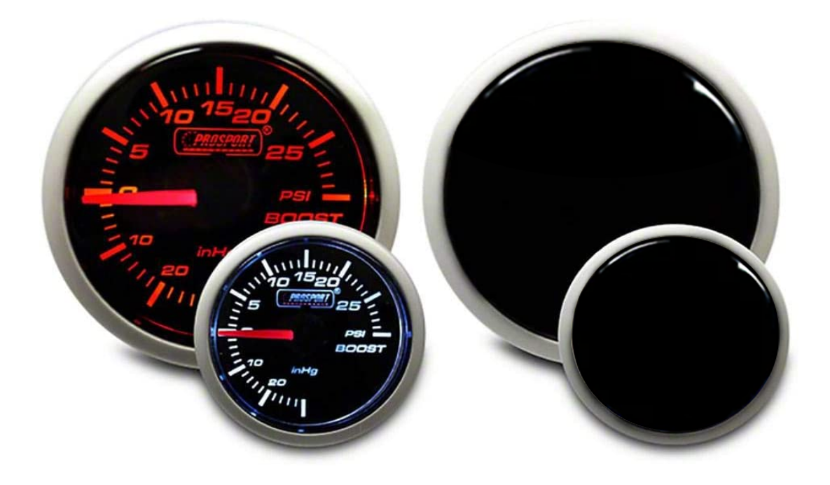 Prosport 2-1/16" Amber / White Electrical Boost Gauge