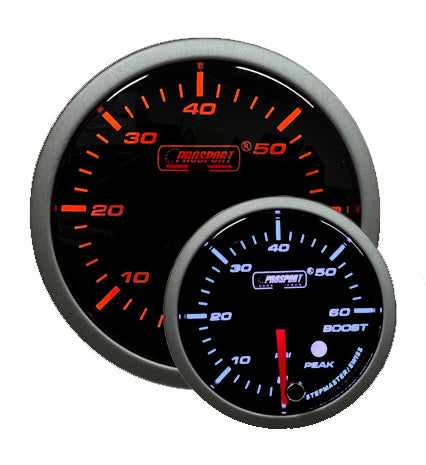 Manómetro eléctrico Prosport Premium de 2-1/16" color ámbar/blanco, 0-60 PSI