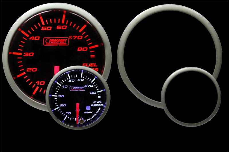 Manómetro de presión de combustible Prosport Premium de 2-1/16" color ámbar/blanco