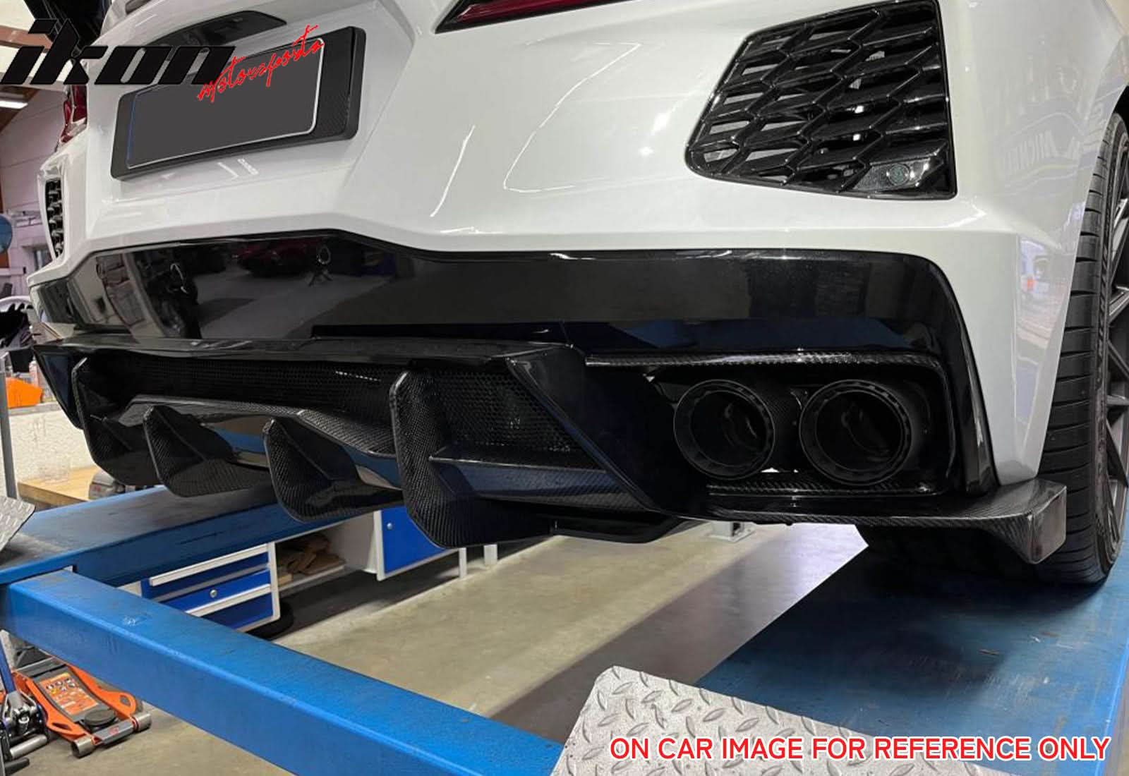 2020-2025 Chevy Corvette C8 Gloss Black Rear Bumper Diffuser ABS