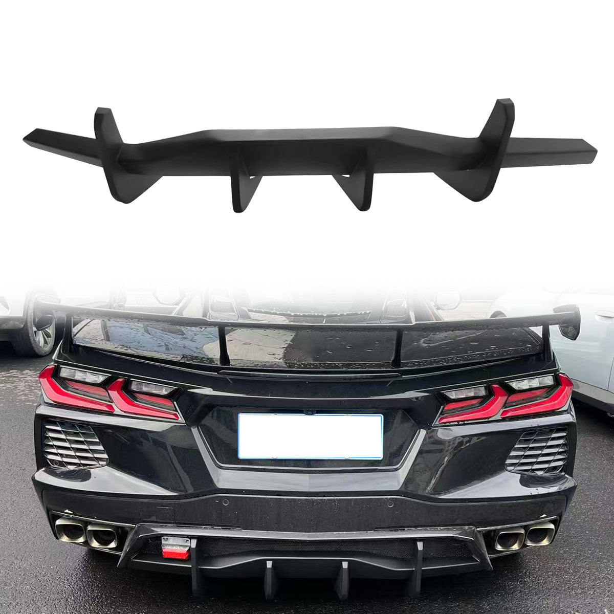K2 Industries 2020-2025 Chevy Corvette C8 Matte Black Rear Bumper Diffuser ABS