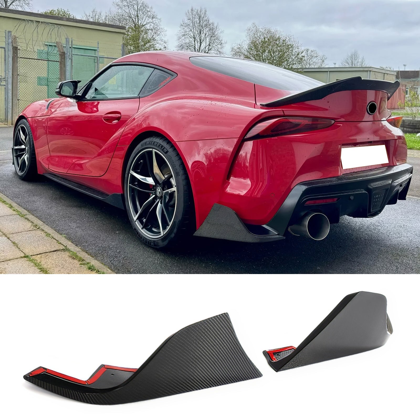 K2 Industries 2020-2025 Toyota GR Supra A90 AG Style Rear Aprons Gloss Carbon Fiber