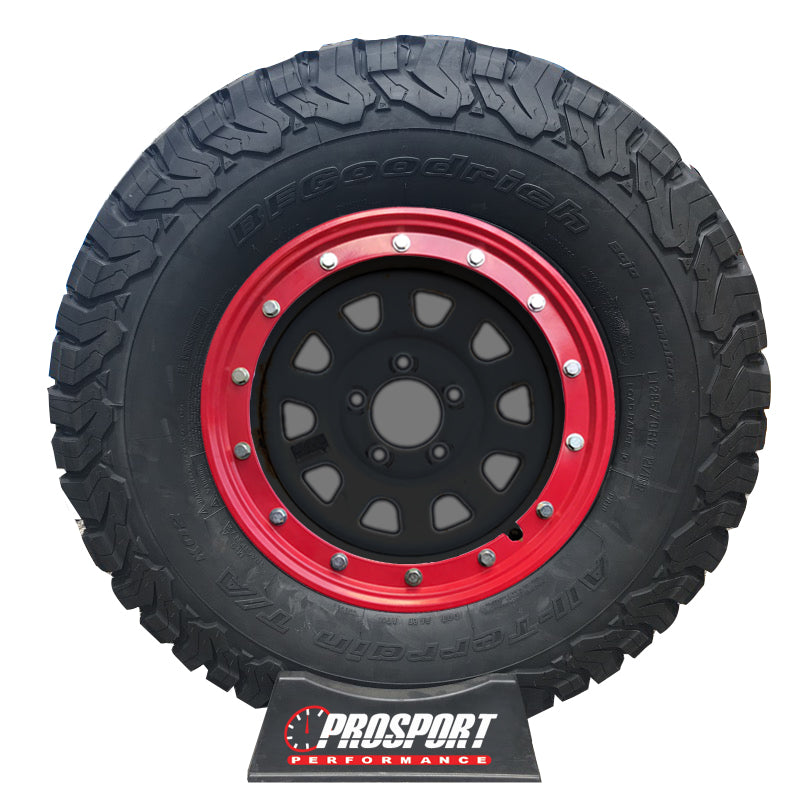 Anillos de tapacubos Prosport con bloqueo de talón simulado - 15" Rojo