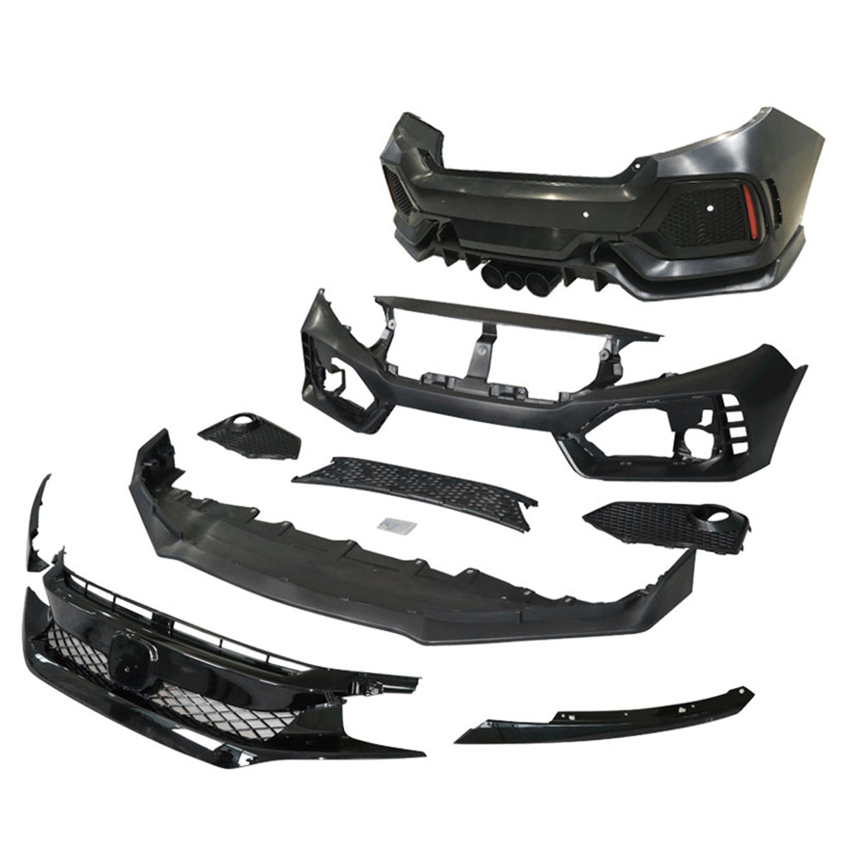 K2 Industries 2016-2021 Honda Civic Sedan Type R Style CTR Bumper + Lip +Grille