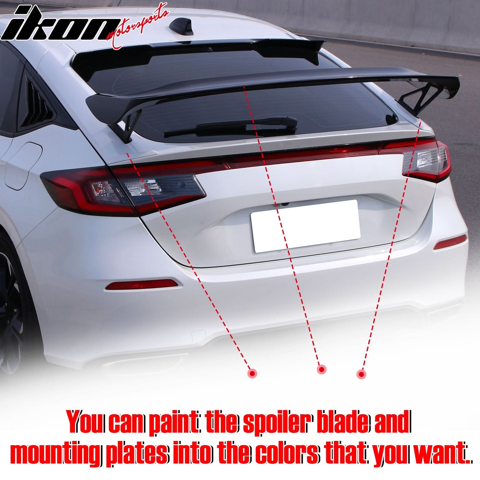 2022-2024 Honda Civic Type R Primer Trunk Spoiler Mounting Plates ABS