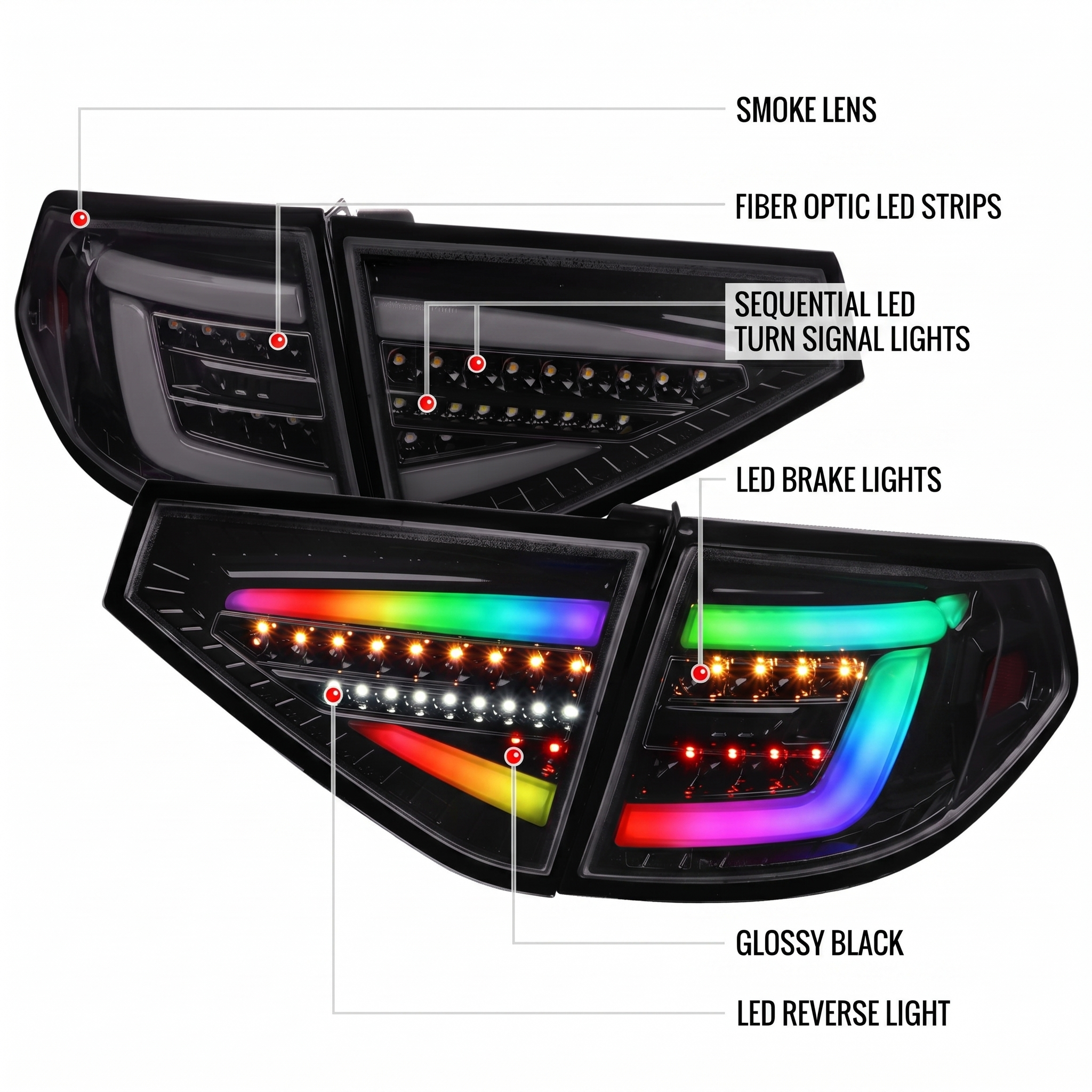NTXGLOW RGB Tail Lights | 2008-2014 Subaru WRX/STi Hatch