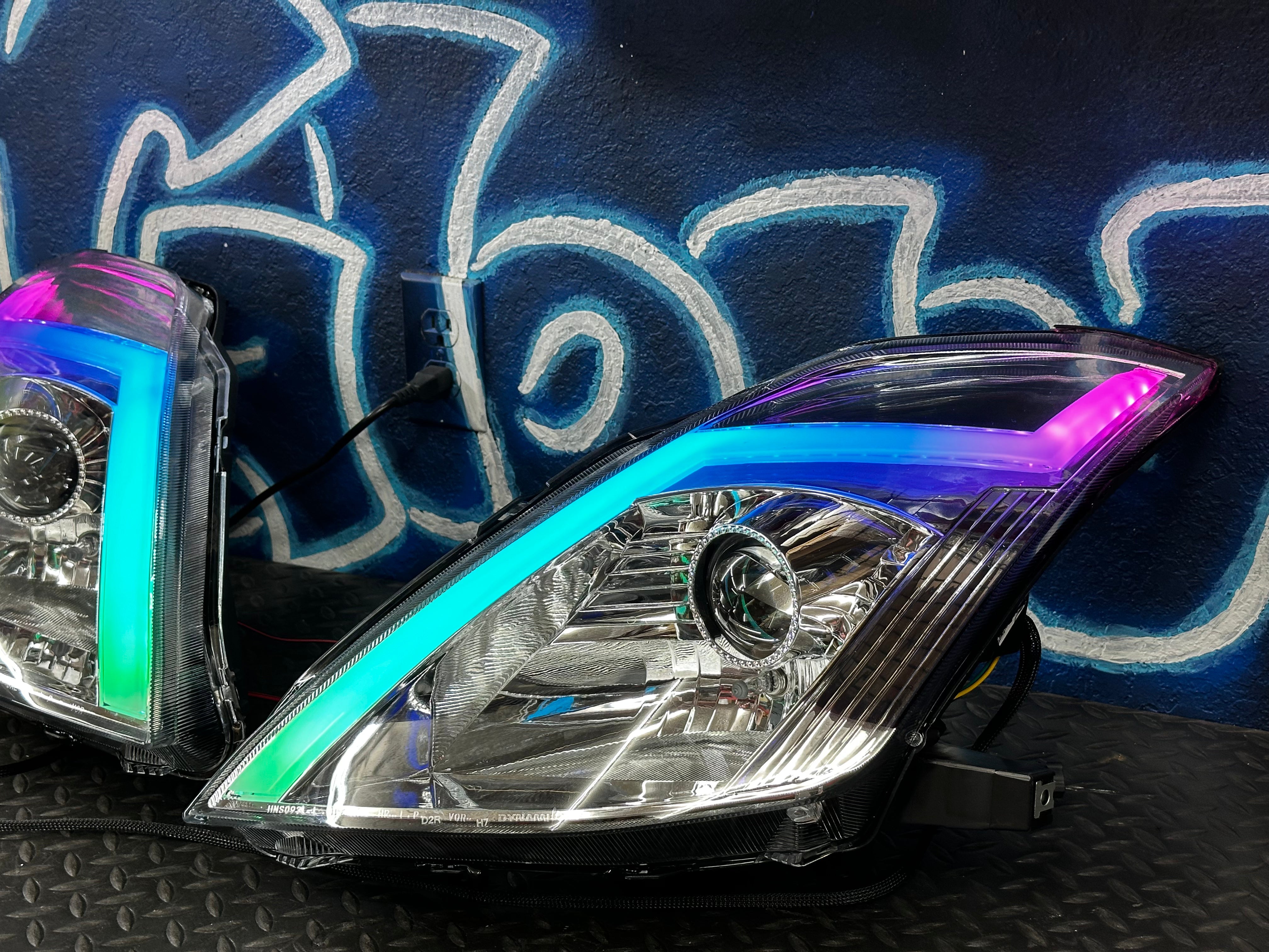 NTXGlow RGB Chrome Housing Headlights | 2006-2009 Nissan 350Z