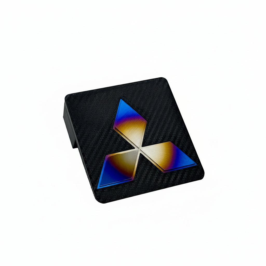 Carbon fiber printed 3D JDC Ashtray Delete with a Mitsubishi diamond star logo in burnt titanium.