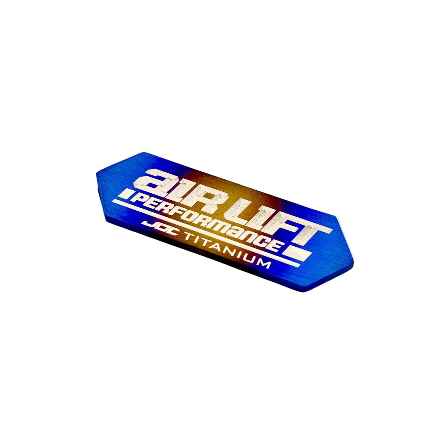JDC Titanium ALP4 Manifold Badge in a burnt finish with Laser-etched Design