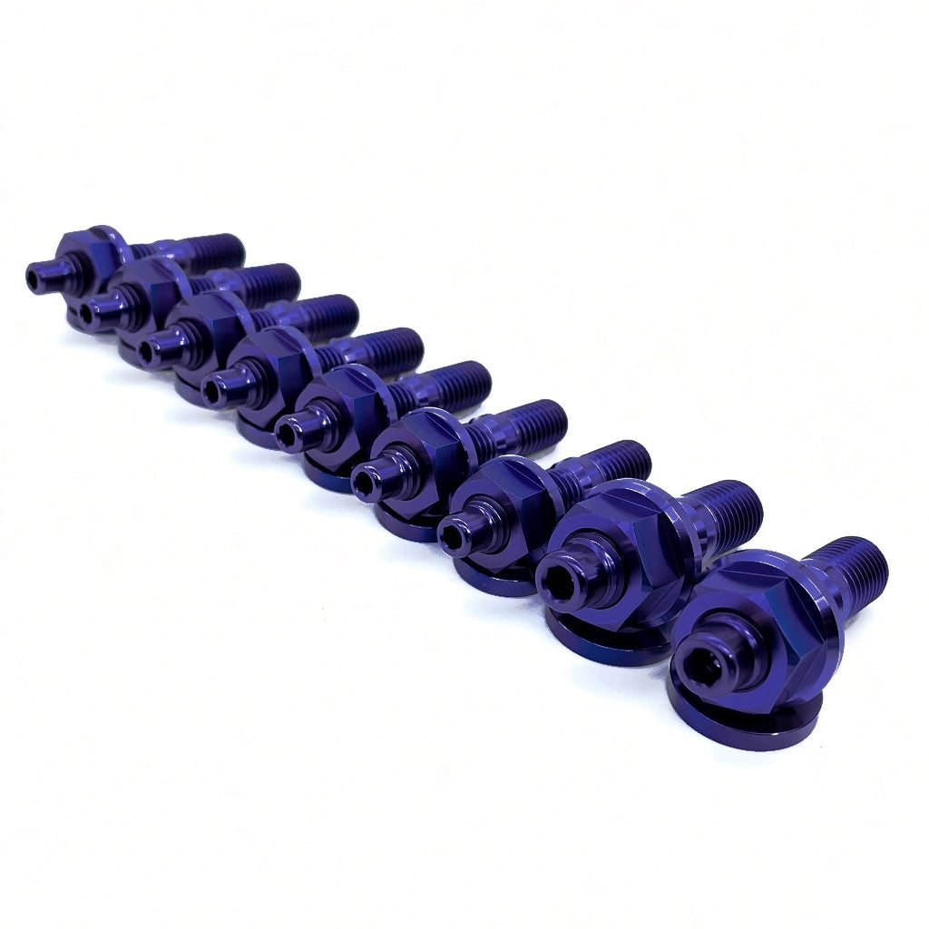 JDC Titanium Exhaust Manifold Stud Kit | Evo 1–9 / 2G DSM — Blurple — 6 Point