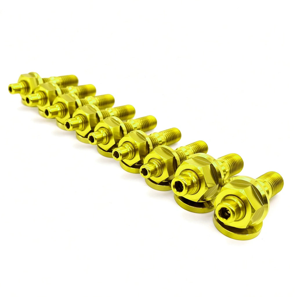 JDC Titanium Exhaust Manifold Stud Kit | Evo 1–9 / 2G DSM — Gold — 6 Point