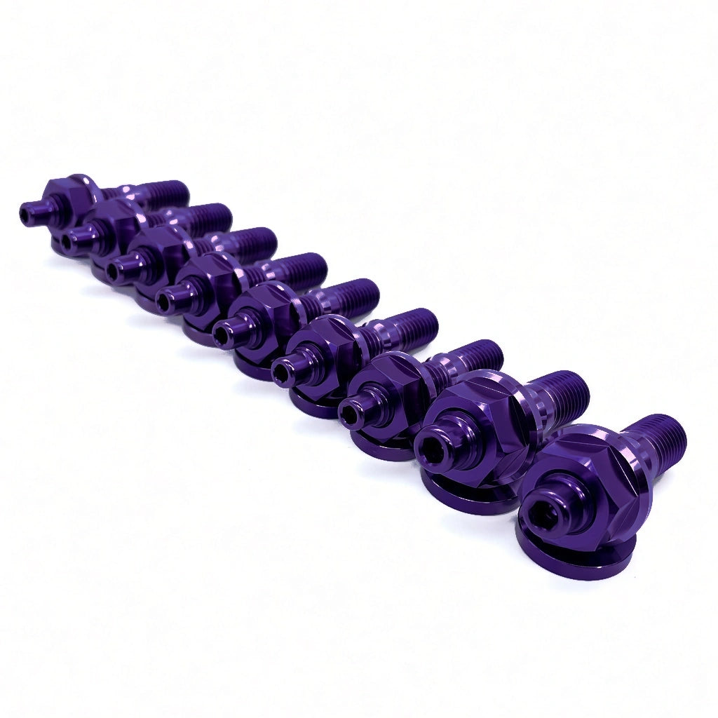 JDC Titanium Exhaust Manifold Stud Kit | Evo 1–9 / 2G DSM — Purple — 6 Point
