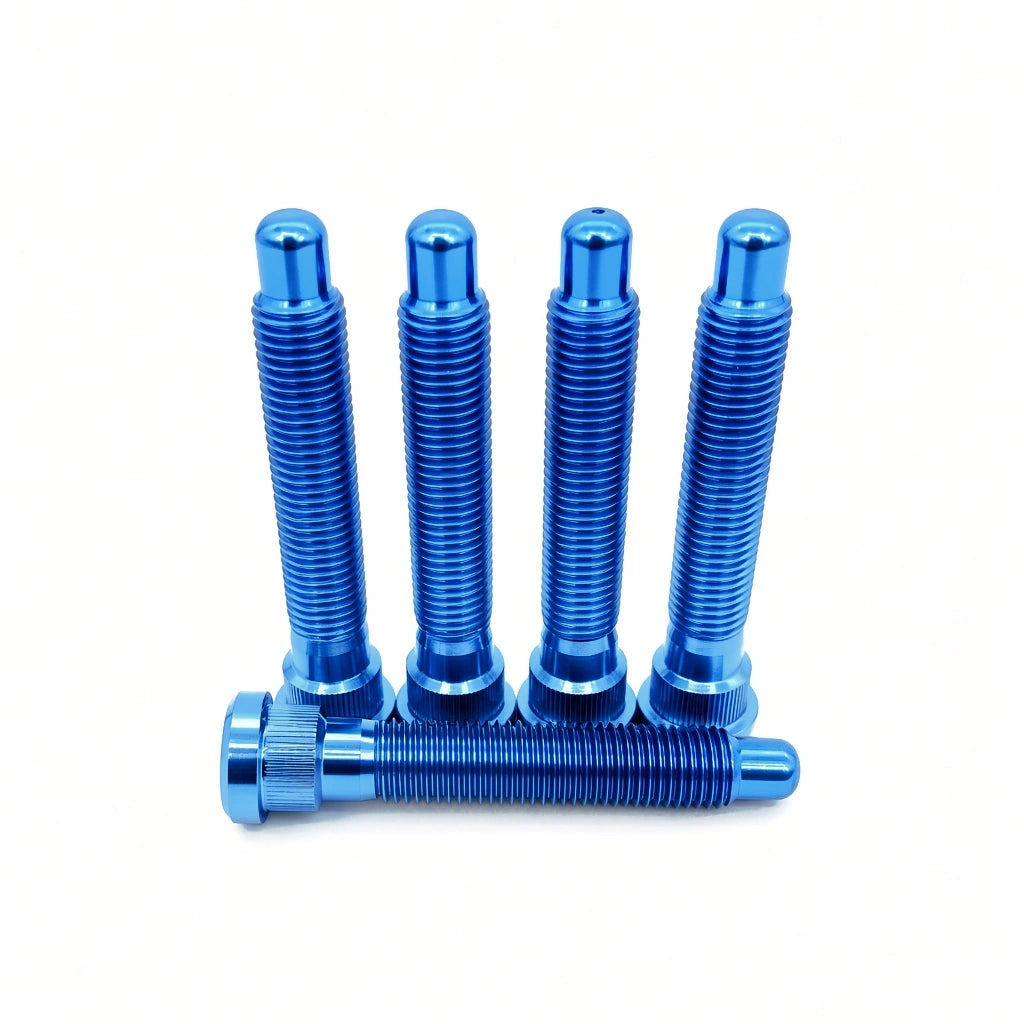 JDC Titanium Extended Wheel Studs | Multiple Applications — Aqua — Set of 5 — M12x1.25