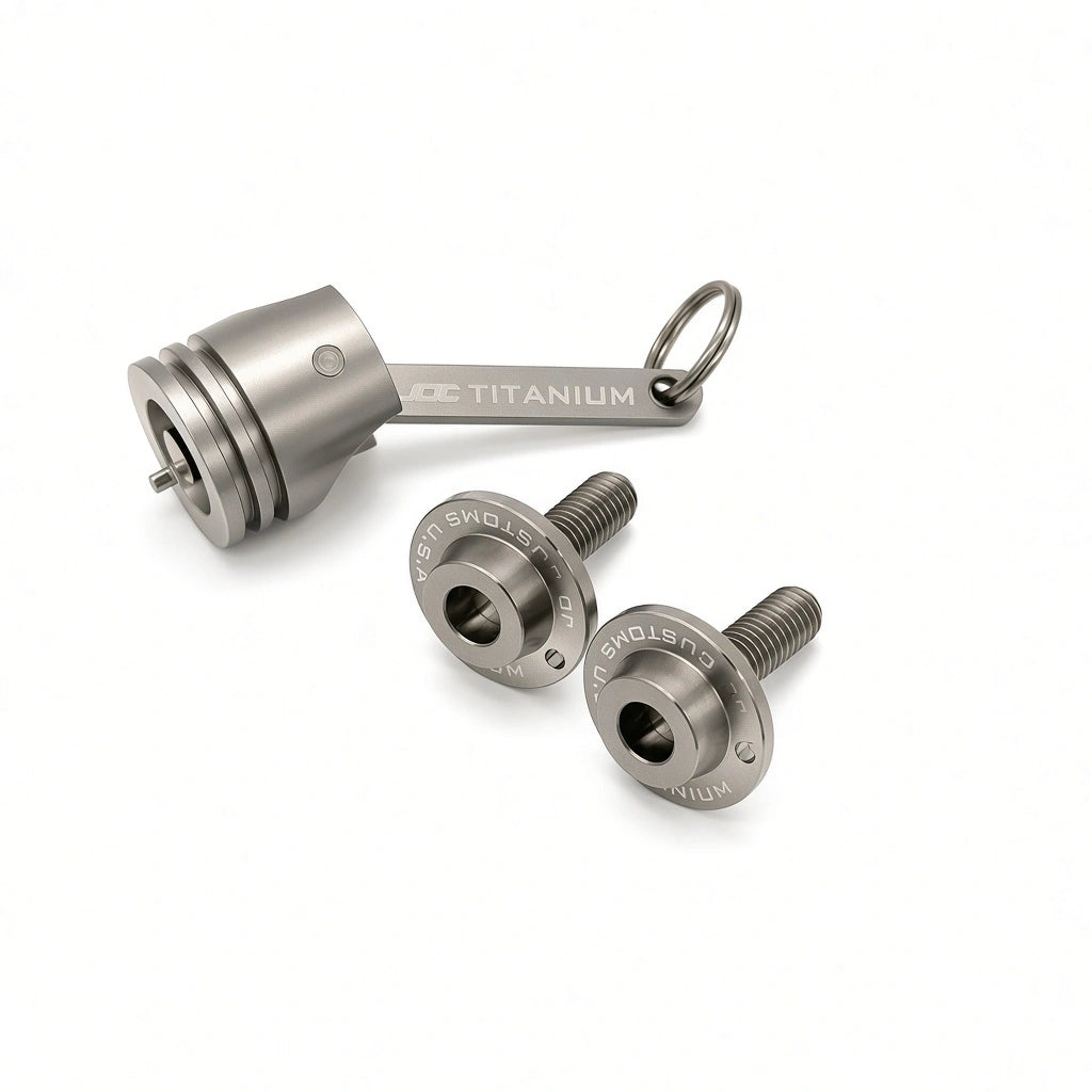 JDC Titanium Locking License Plate Mounting Kit | Universal — Bare — (2) Locking M6 Bolts + Key
