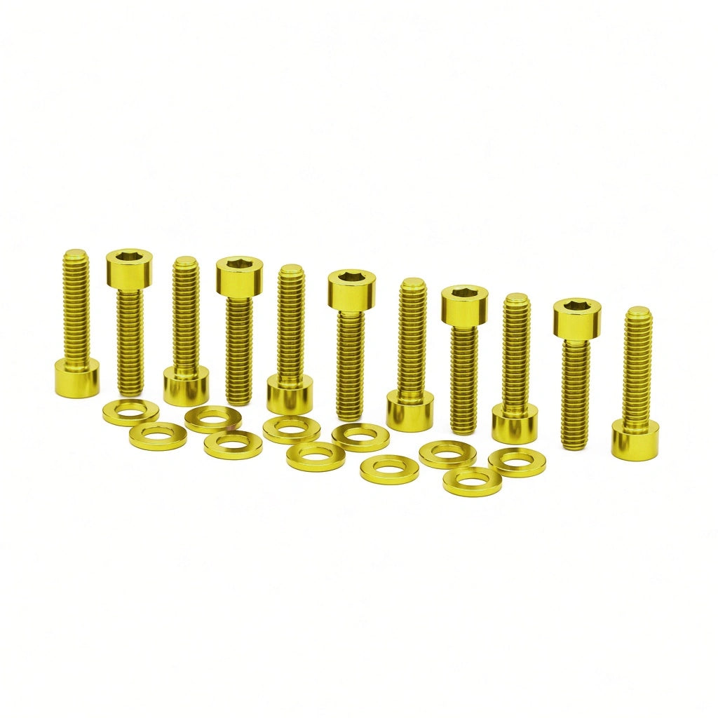 JDC Titanium SST Transmission Pan Hardware Kit | Mitsubishi Evo X SST — Gold — Flush-Fit Allen Head