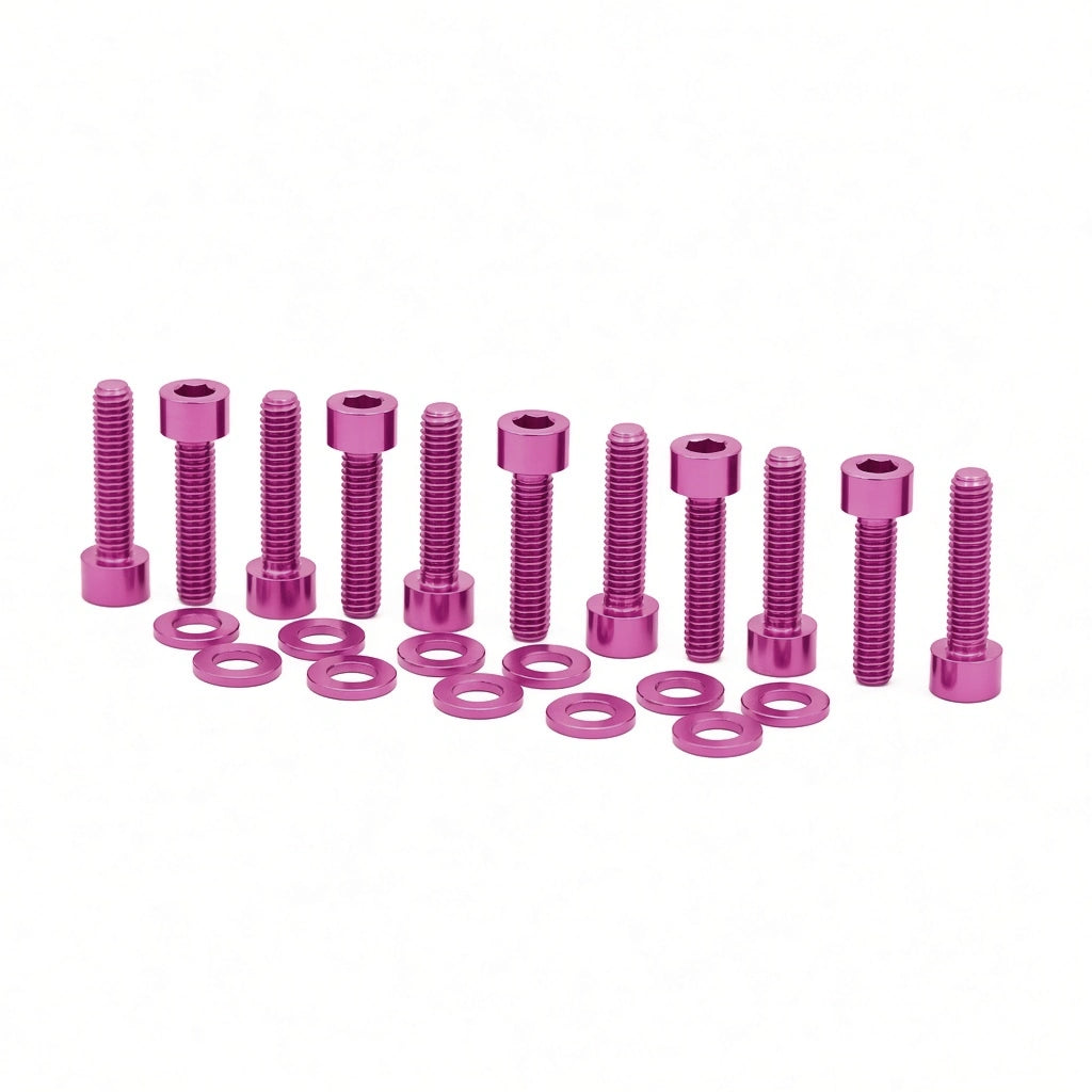 JDC Titanium SST Transmission Pan Hardware Kit | Mitsubishi Evo X SST — Pink — Flush-Fit Allen Head