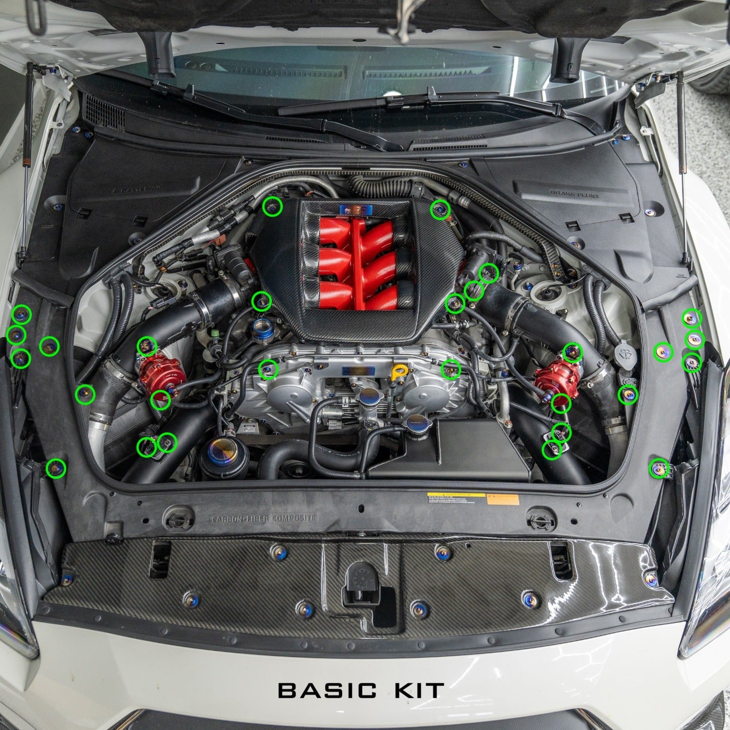 JDC Titanium Full Engine Bay Hardware Replacement Kit (R35 GT-R)