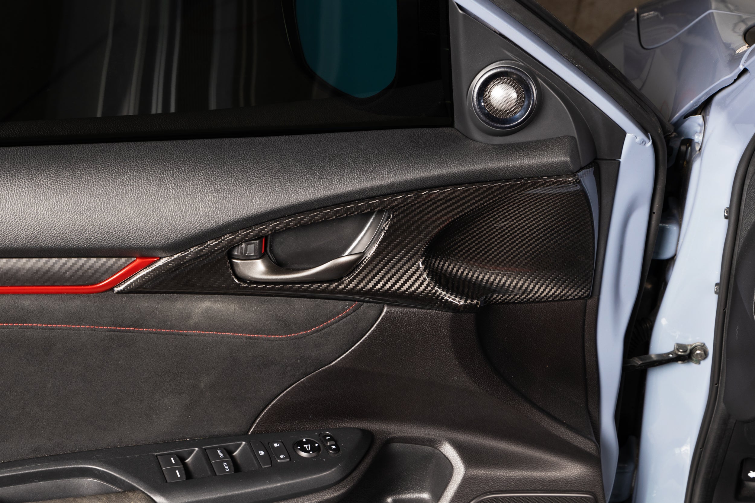 OLM LE Carbon Fiber Interior Door Handle Trim Covers (Full Set) - 2016 - 21 Honda Civic / 2017-21 Honda Civic Type R