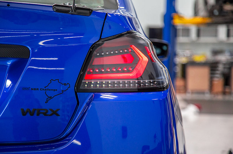 OLM Evolution Tail Lights (Clear Lens, Black Base, White Bar) - 2015-2021 WRX / STI
