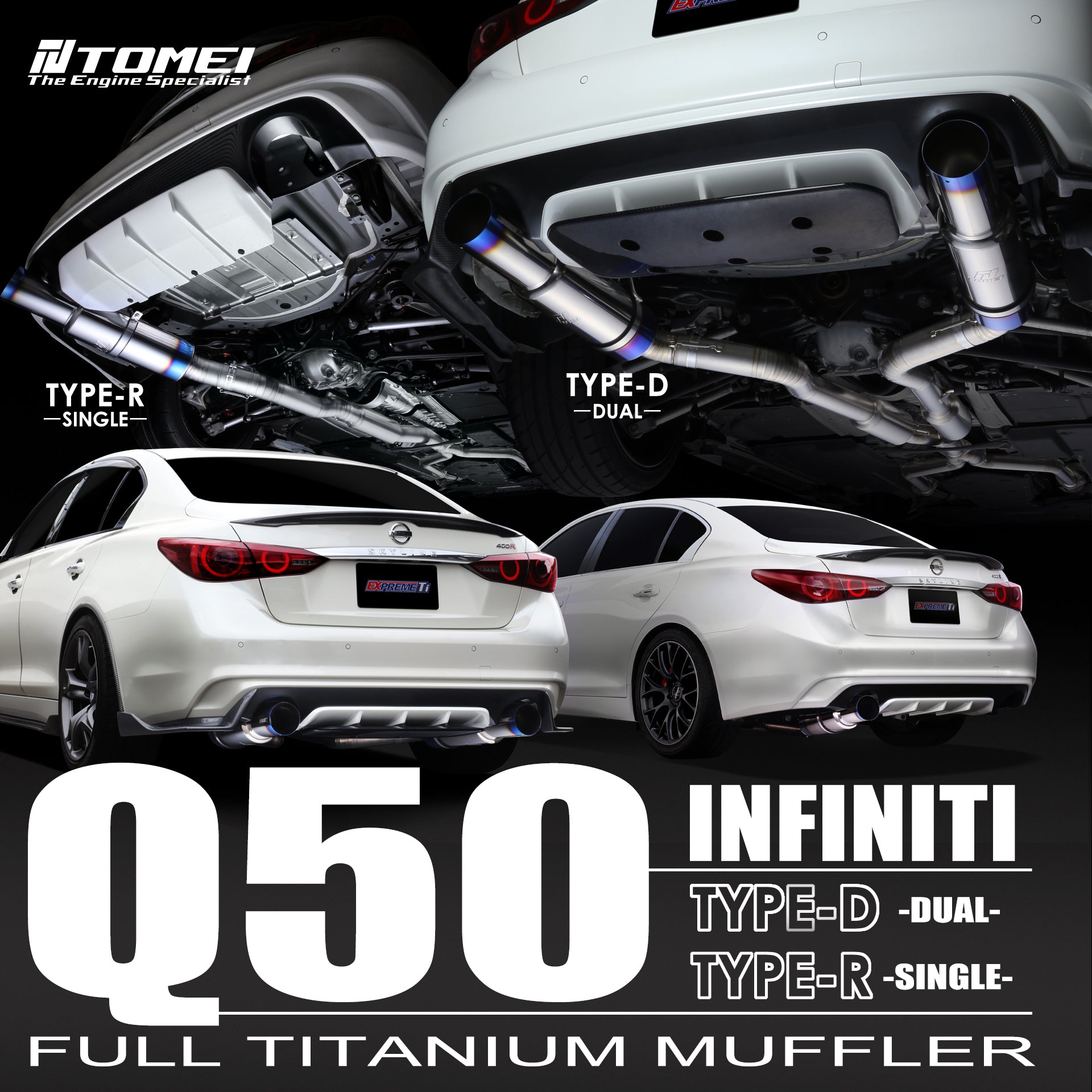 Tomei Titanium Dual Cat-Back Exhaust | 2014-2024 Infiniti Q50 (TB6090-NS21E)