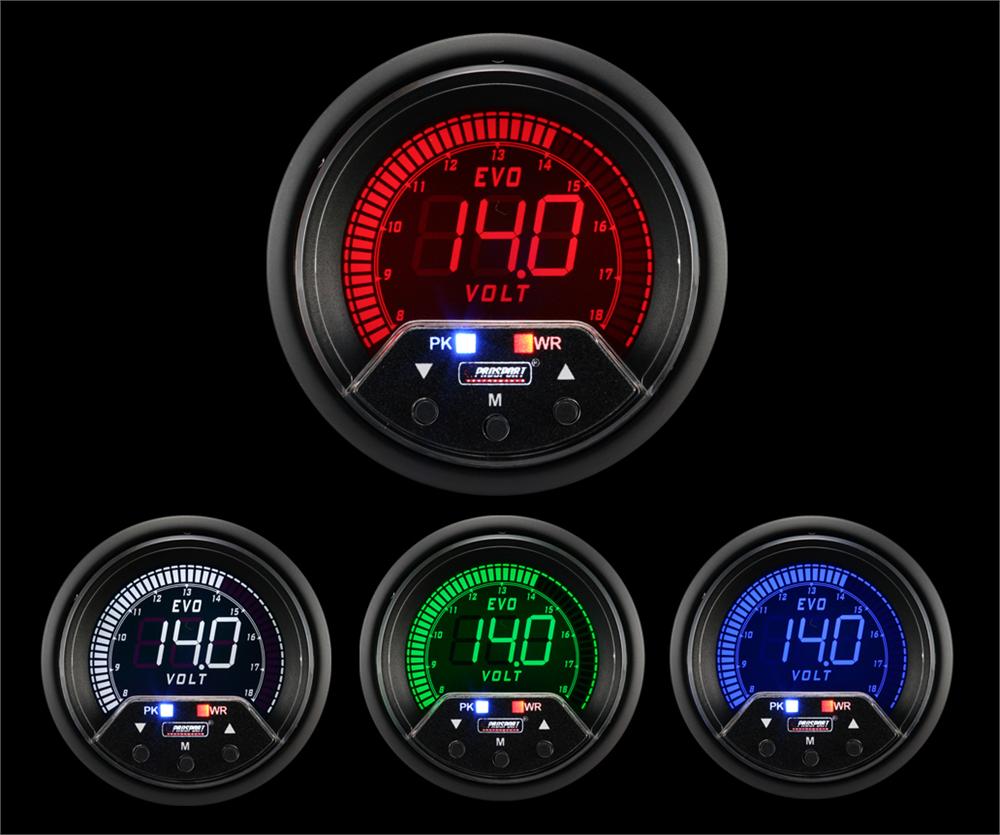 Medidor de voltios eléctrico Prosport Premium Evo de 2-3/8"
