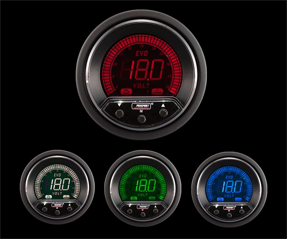 Medidor de voltios eléctrico Prosport Premium Evo de 2-1/16"