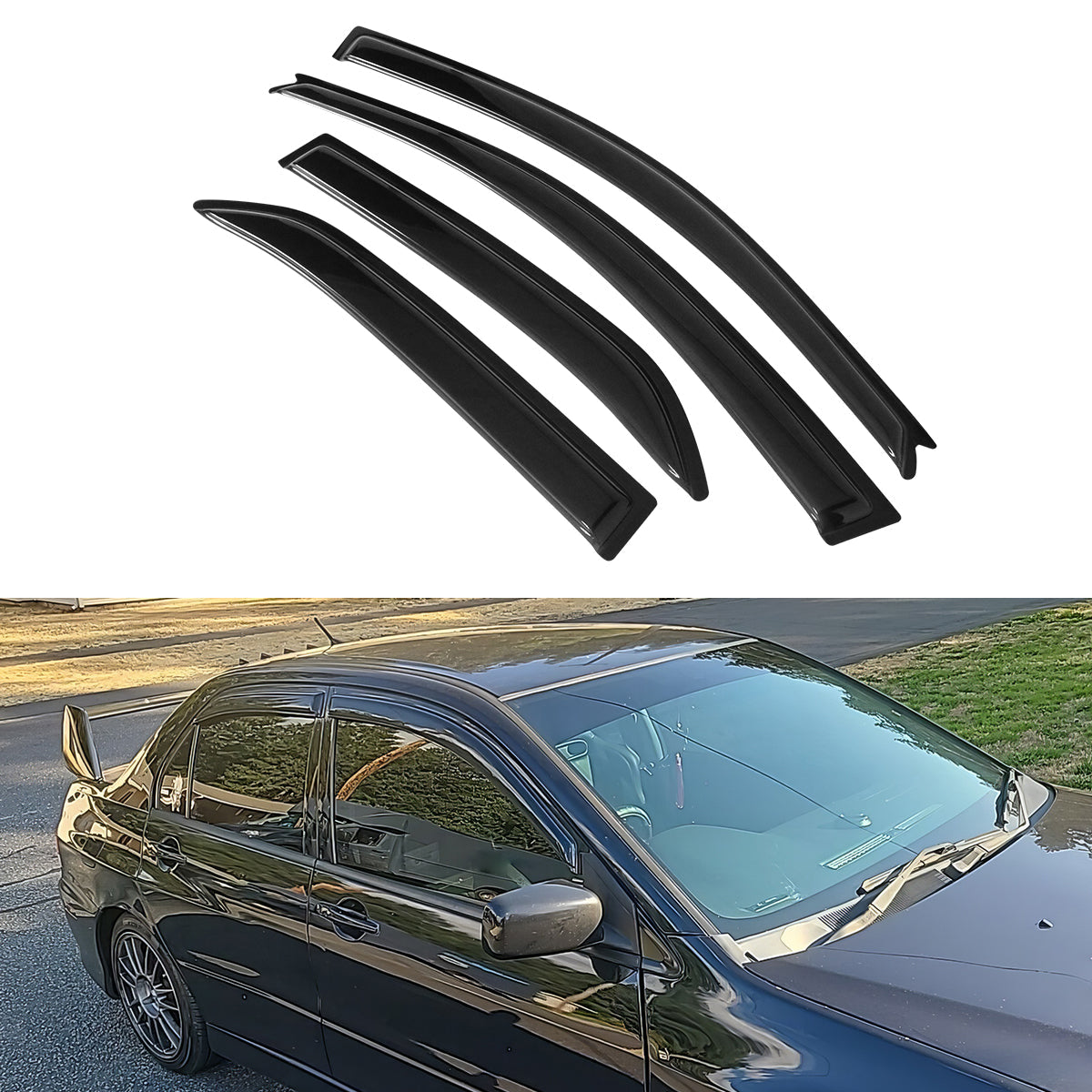 K2 Industries 2002-2007 Mitsubishi Lancer EVO Sedan Acrylic 4PC Window Visors Guard