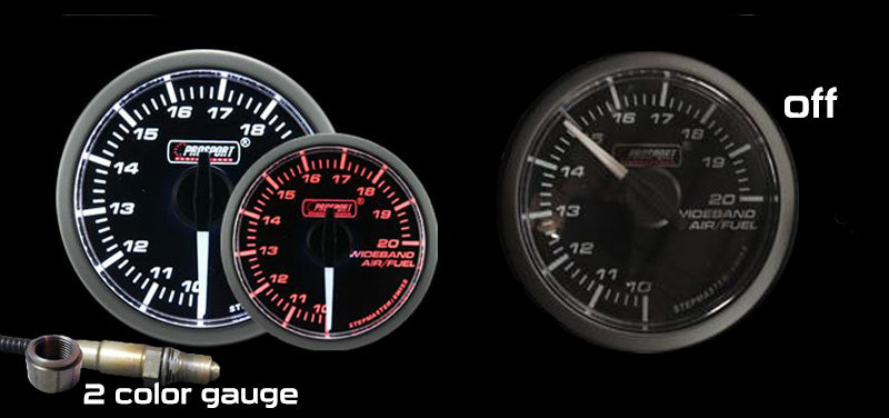 Prosport 2-1/16" Wideband Premium White Pointer Clear Lens Air Fuel Ratio kit-Amber/White