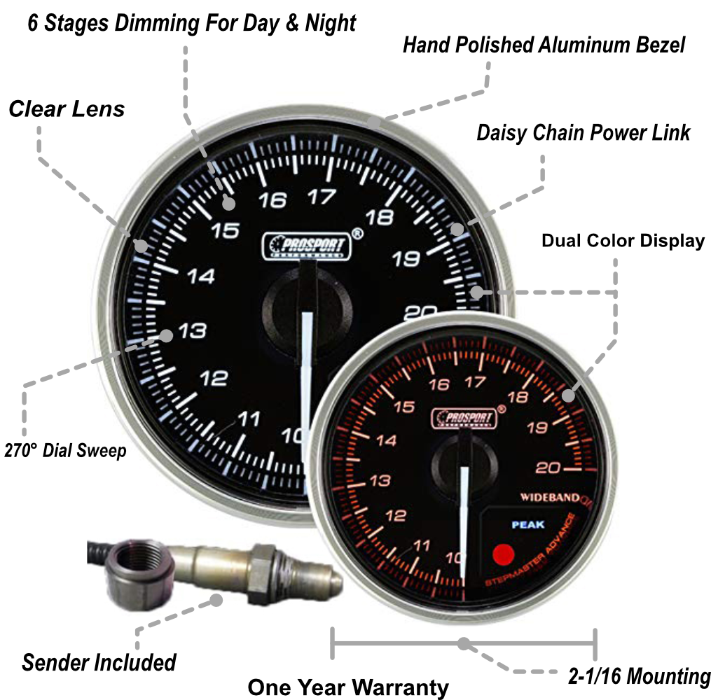 Prosport 2-1/16" Supreme Wideband Digital Air Fuel Ratio kit