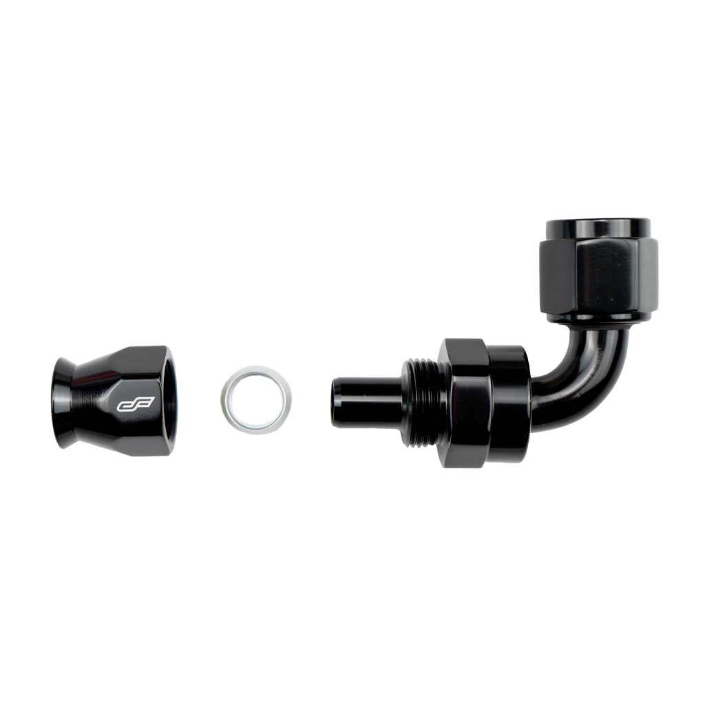 -8 AN 90 Degree Female Aluminum Hose End (PTFE)