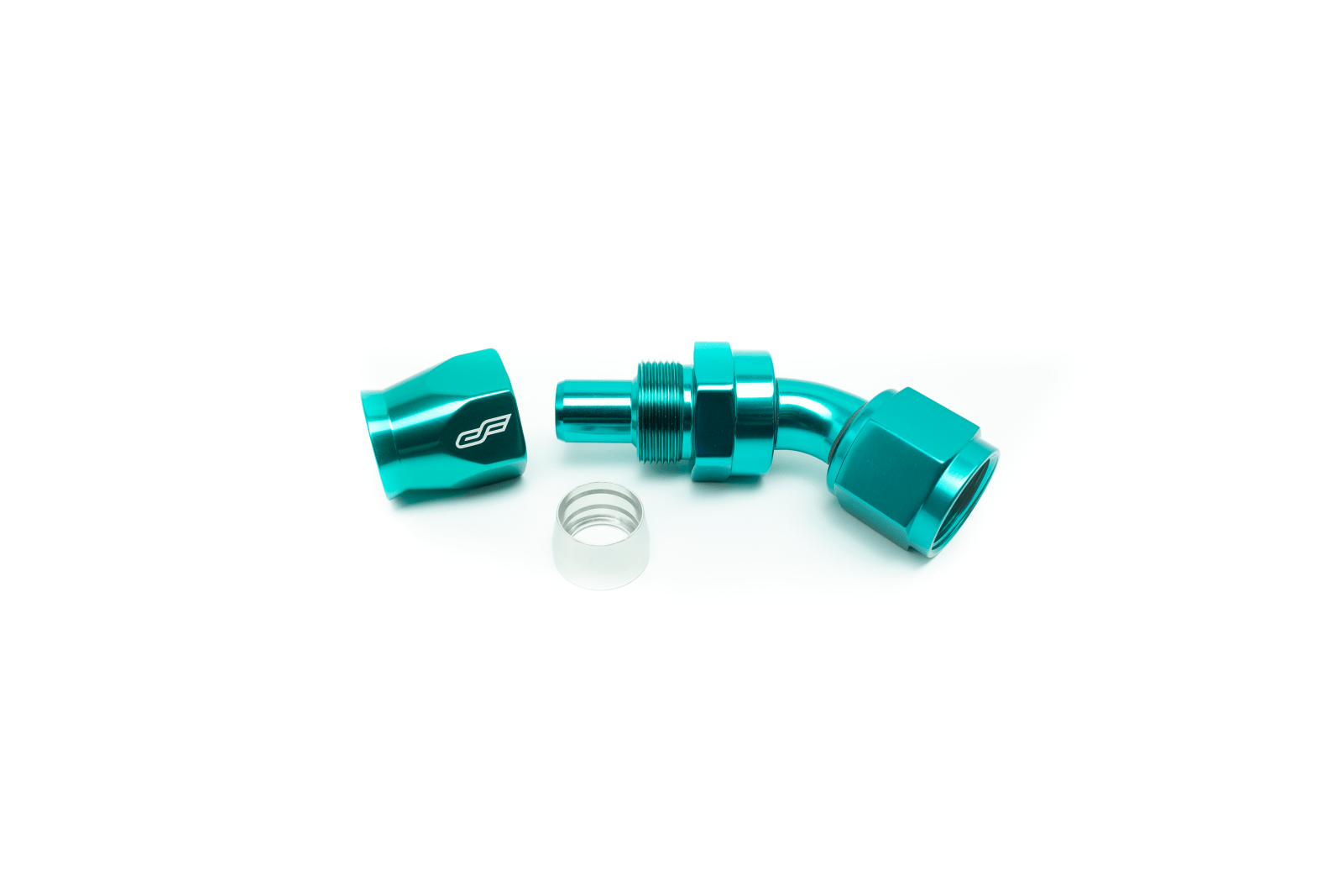 ColorFittings -08 AN 45 Degree Female Aluminum Hose End (PTFE)