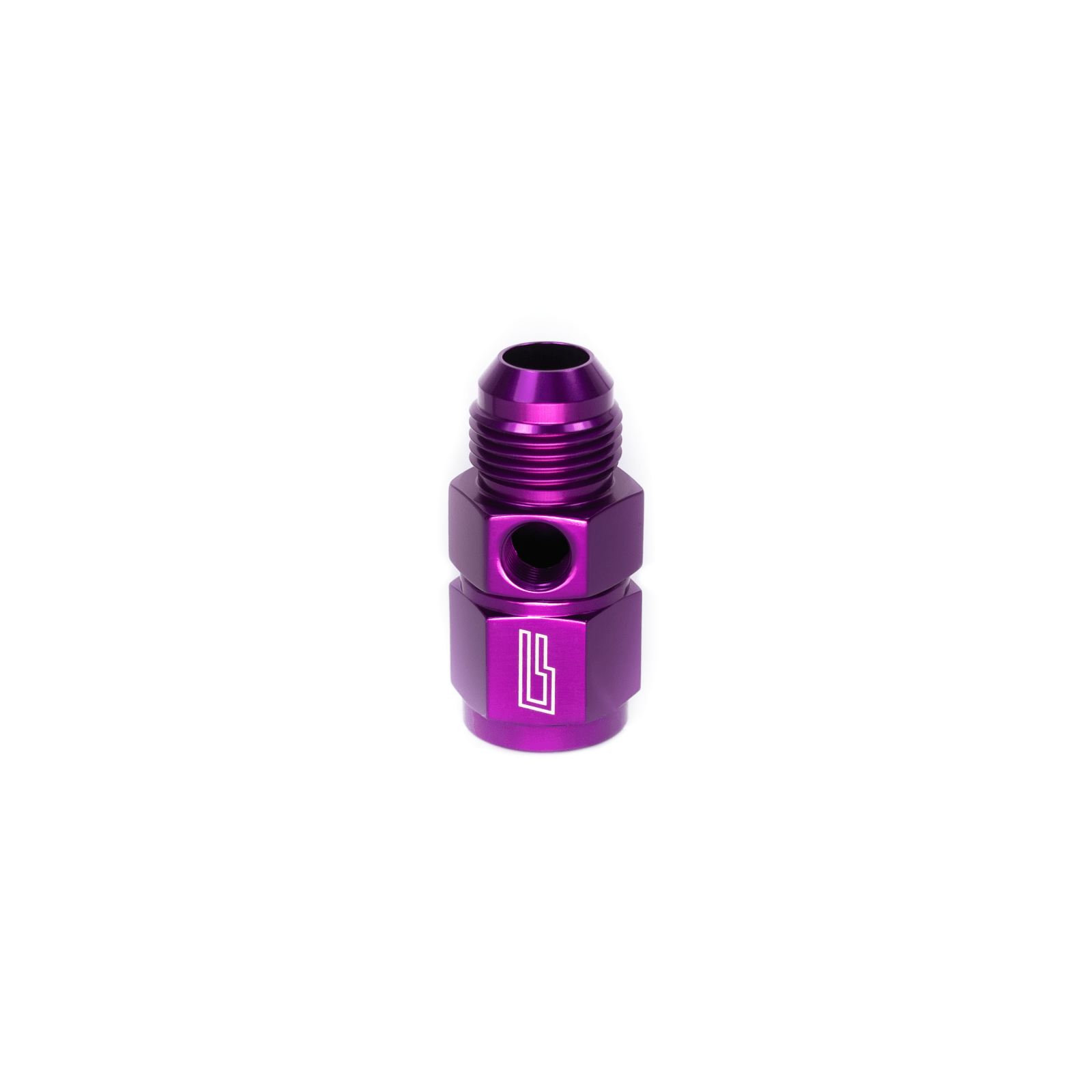 ColorFittings Pressure Gauge Adapter, 8AN to 8AN w/ 1/8" port