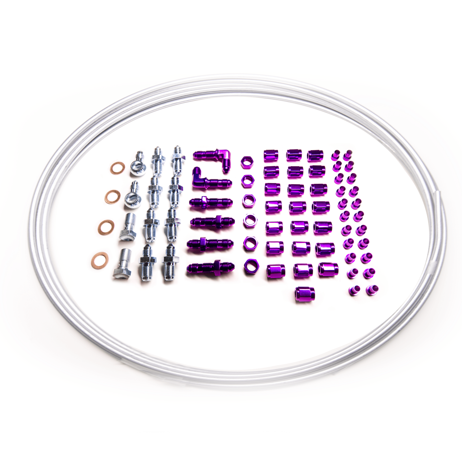 ColorFittings Brake Line Tuck Kit w/ Banjo Bolts and line for Honda Civic / Acura Integra - 1